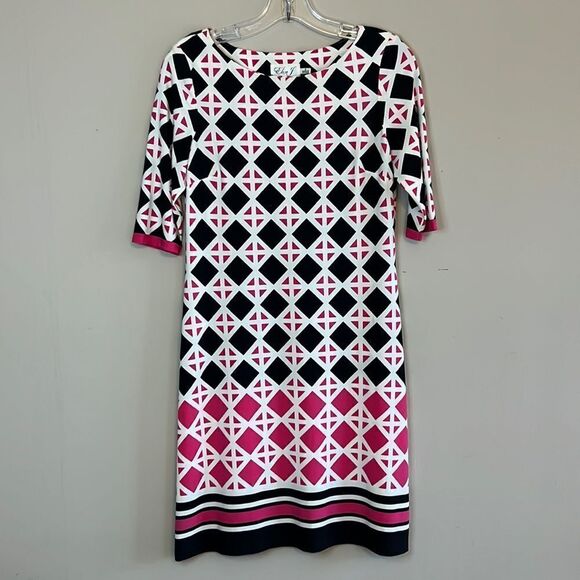 Eliza J. Black & Pink Sheath Dress - Size 2 - Picture 1 of 11